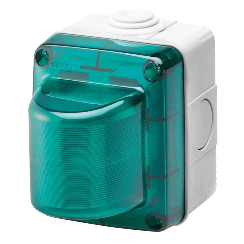 foto del prodotto cassetta di segnalazione gewiss colore verde lampada e14 gw27416