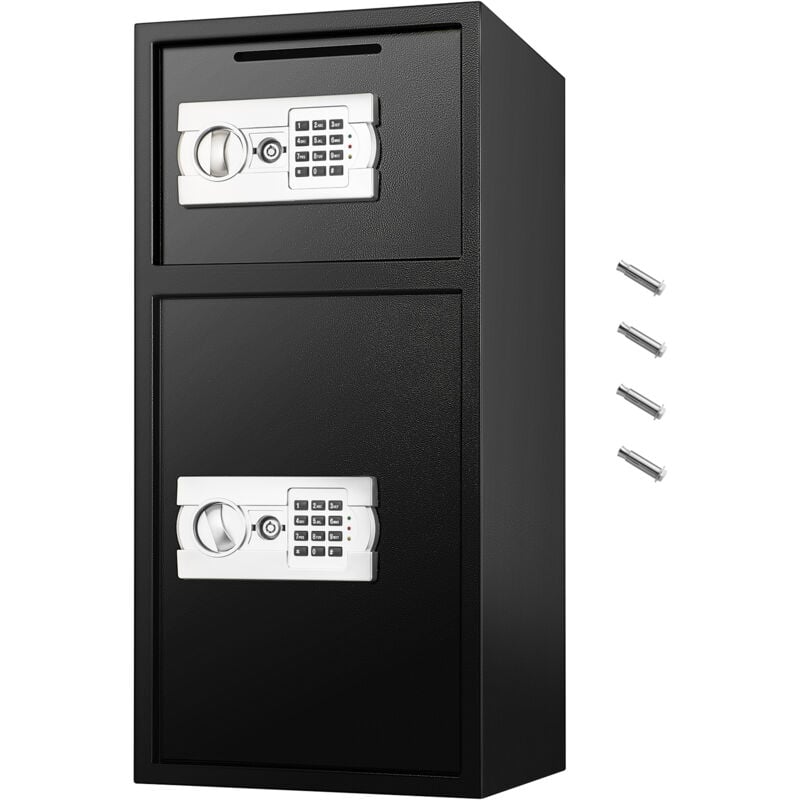 foto del prodotto cassetta di sicurezza di sicurezza a doppia porta grande 2,6 piedi cubi in acciaio con serratura digitale per denaro, pistole, gioielli nero