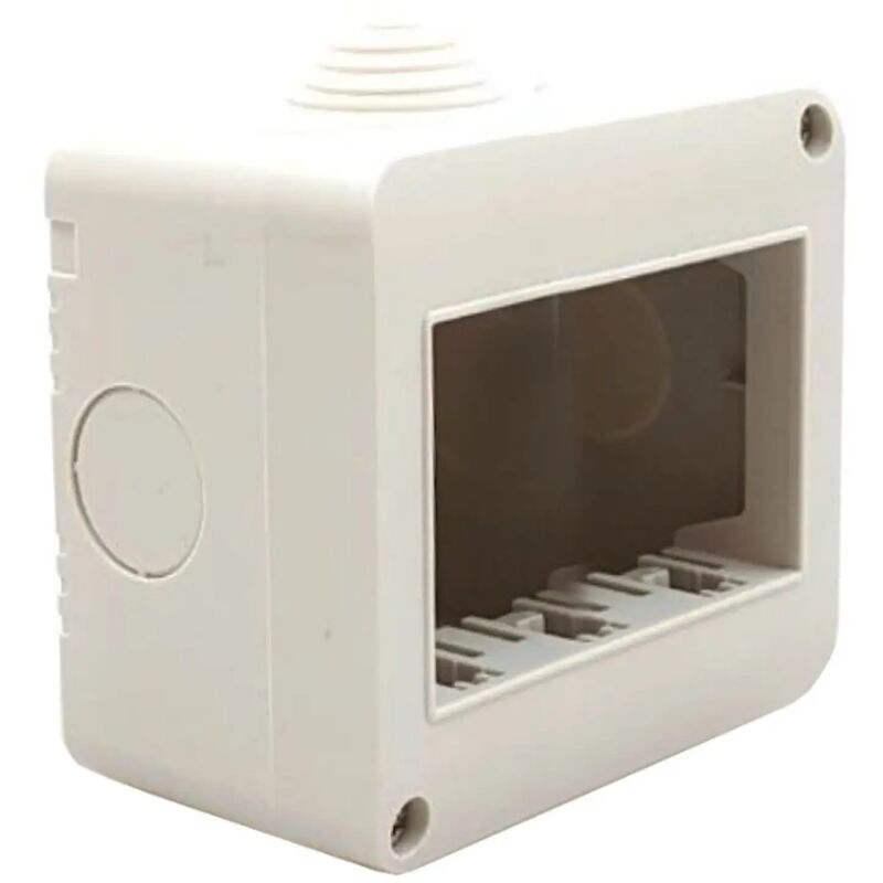 foto del prodotto cassetta elettrica portafrutti compatibile bticino matix da parete 3 fori