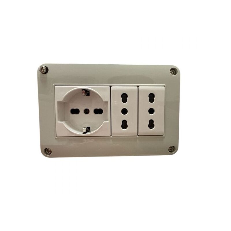 foto del prodotto cassetta elettrica pronta all uso per interni ip40 presa schuko 2 prese universali