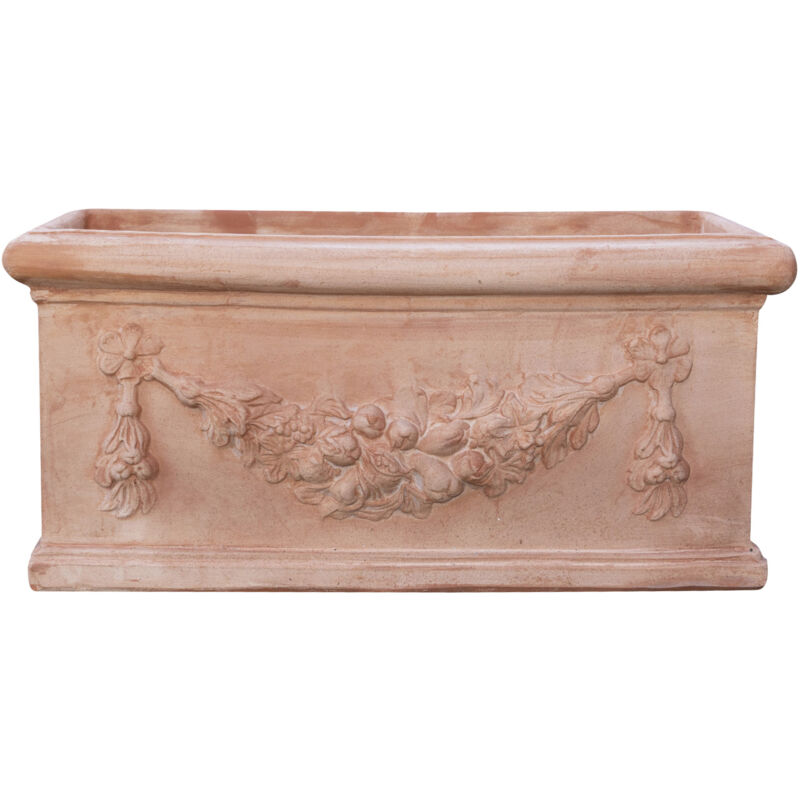 foto del prodotto cassetta fioriera in terracotta festonato vaso da esterno made in italy vaso per piante da giardino lavorata a mano antigelo