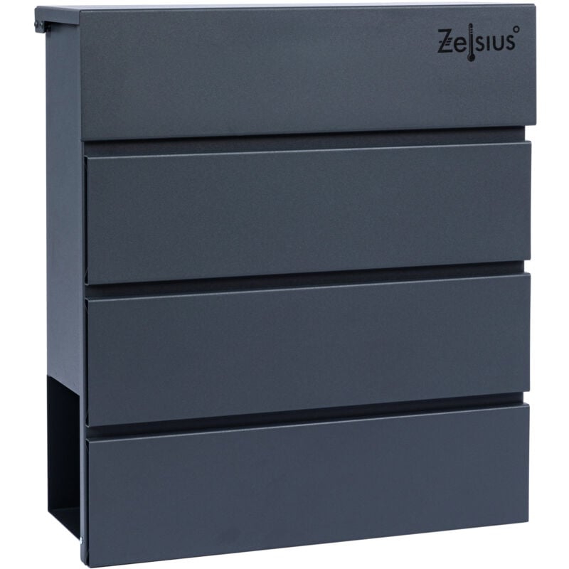 foto del prodotto cassetta per le lettere zelsius straight con scomparto per giornali integrato effetto soft close ral7016 antracite