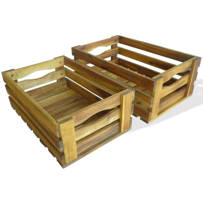 foto del prodotto cassetta per mele set 2 pz in legno massello di acacia vidaxl