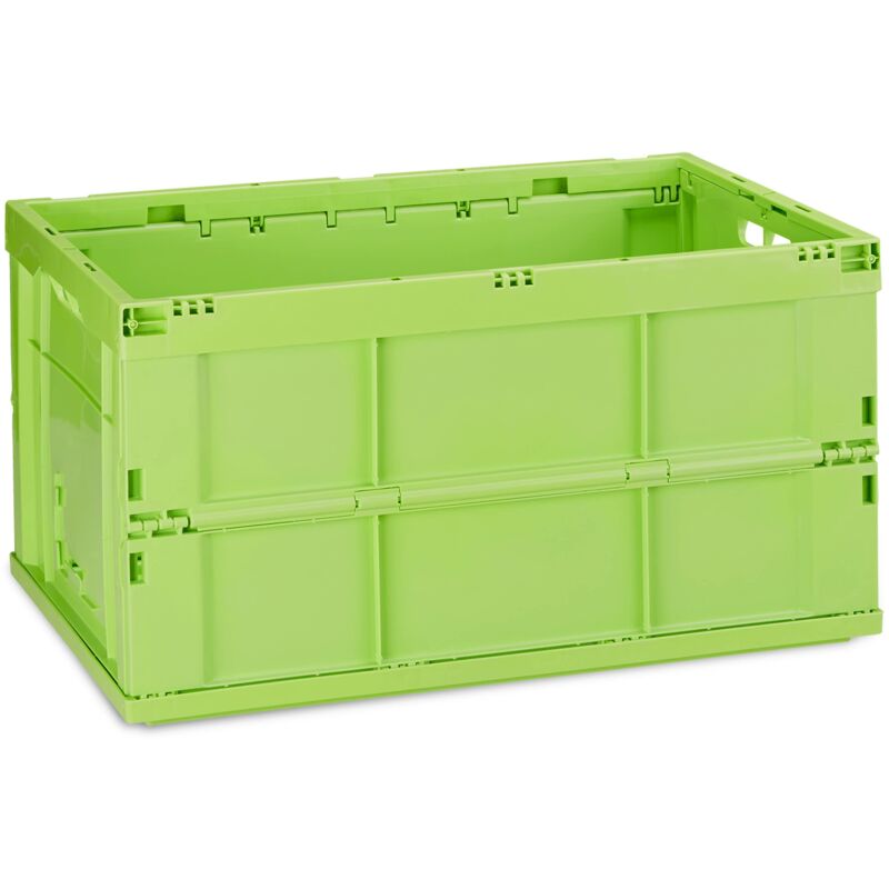 foto del prodotto cassetta pieghevole, stabile, da lavoro, plastica resistente, 60l, hlp 31,5 x 58,5 x 40 cm, verde relaxdays