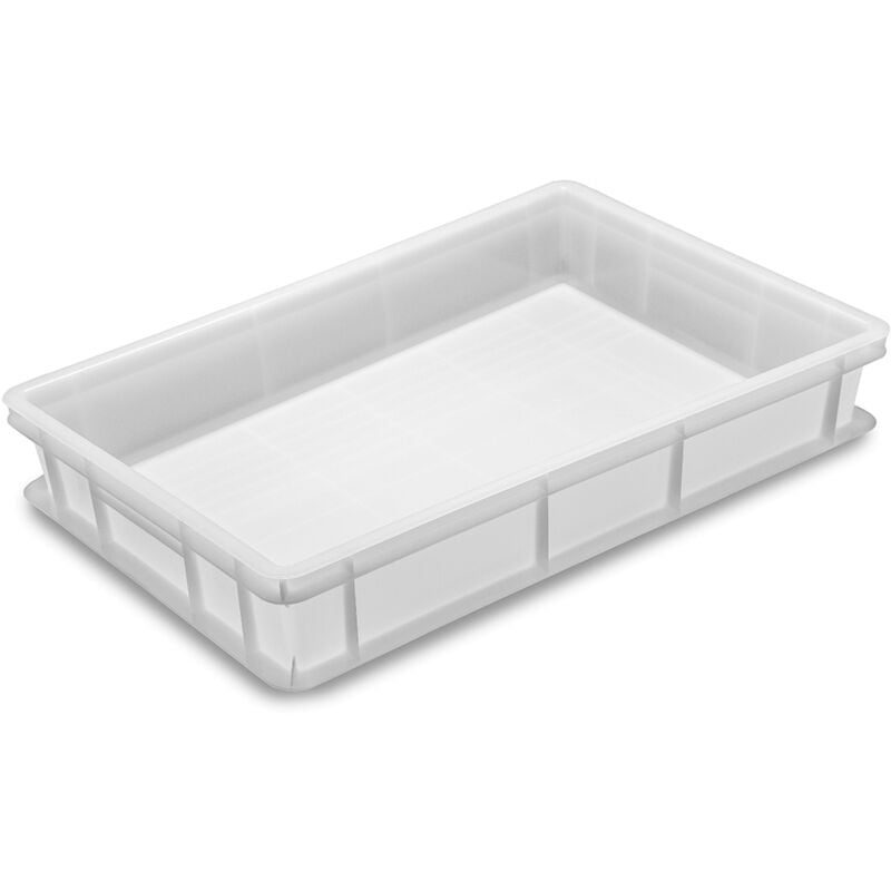 foto del prodotto cassetta porta impasti bianca sovrapponibile 60x40h10 hdpe idonea al contatto alimentare per anticontaminazione glutine lattosio allergie