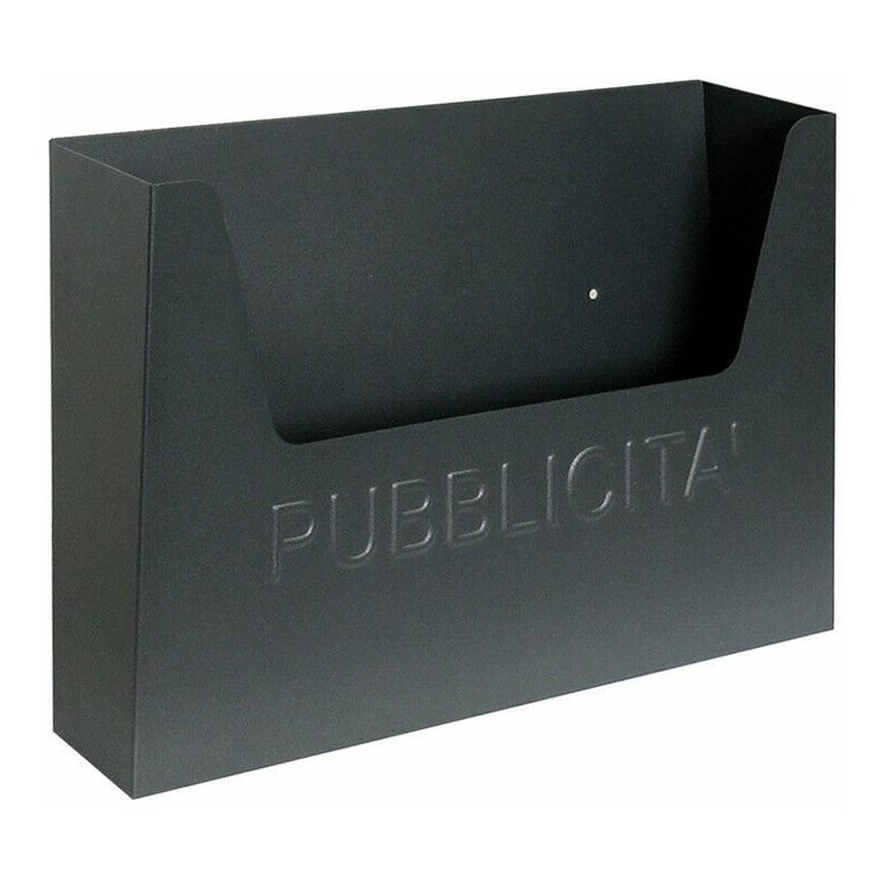 foto del prodotto cassetta porta pubblicit in lamiera zincata e verniciata nero lucido 34x24x7 cm