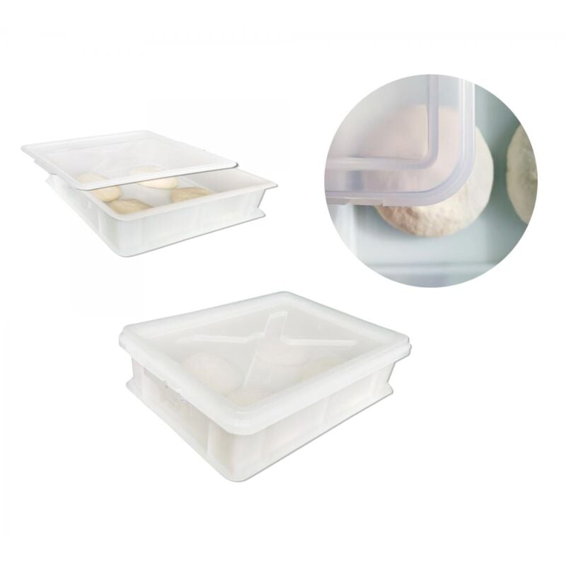 foto del prodotto cassetta portaimpasto coperchio trasparente 30x40x10 contenitore pizza