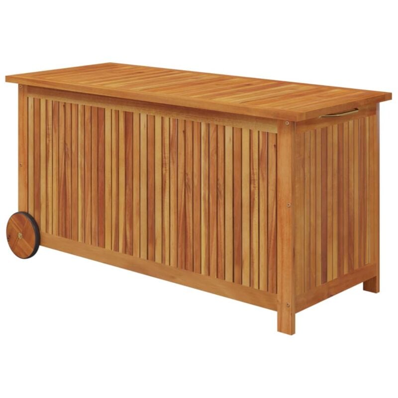 foto del prodotto cassetta portaoggetti per mobili da giardino con ruote 113 x 50 x 58 cm in legno di acacia