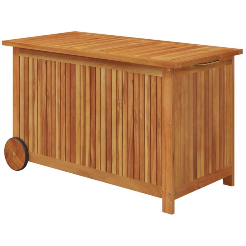 foto del prodotto cassetta portaoggetti per mobili da giardino con ruote 90 x 50 x 58 cm in legno di acacia