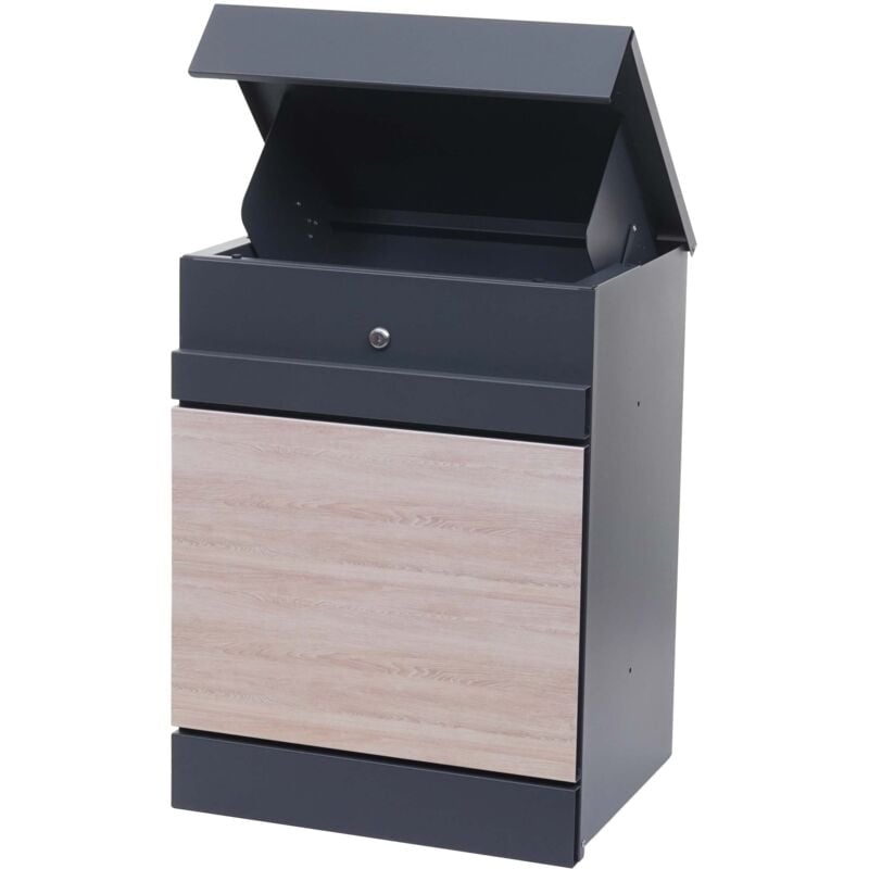 foto del prodotto cassetta portapacchi da parete cassetta portapacchi in metallo zincato effetto legno antracite 040005919