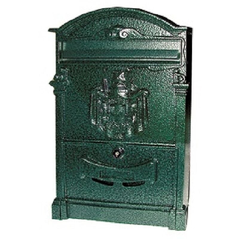 foto del prodotto cassetta posta in alluminio verde martellato per esterni mod.gloria postale lettere