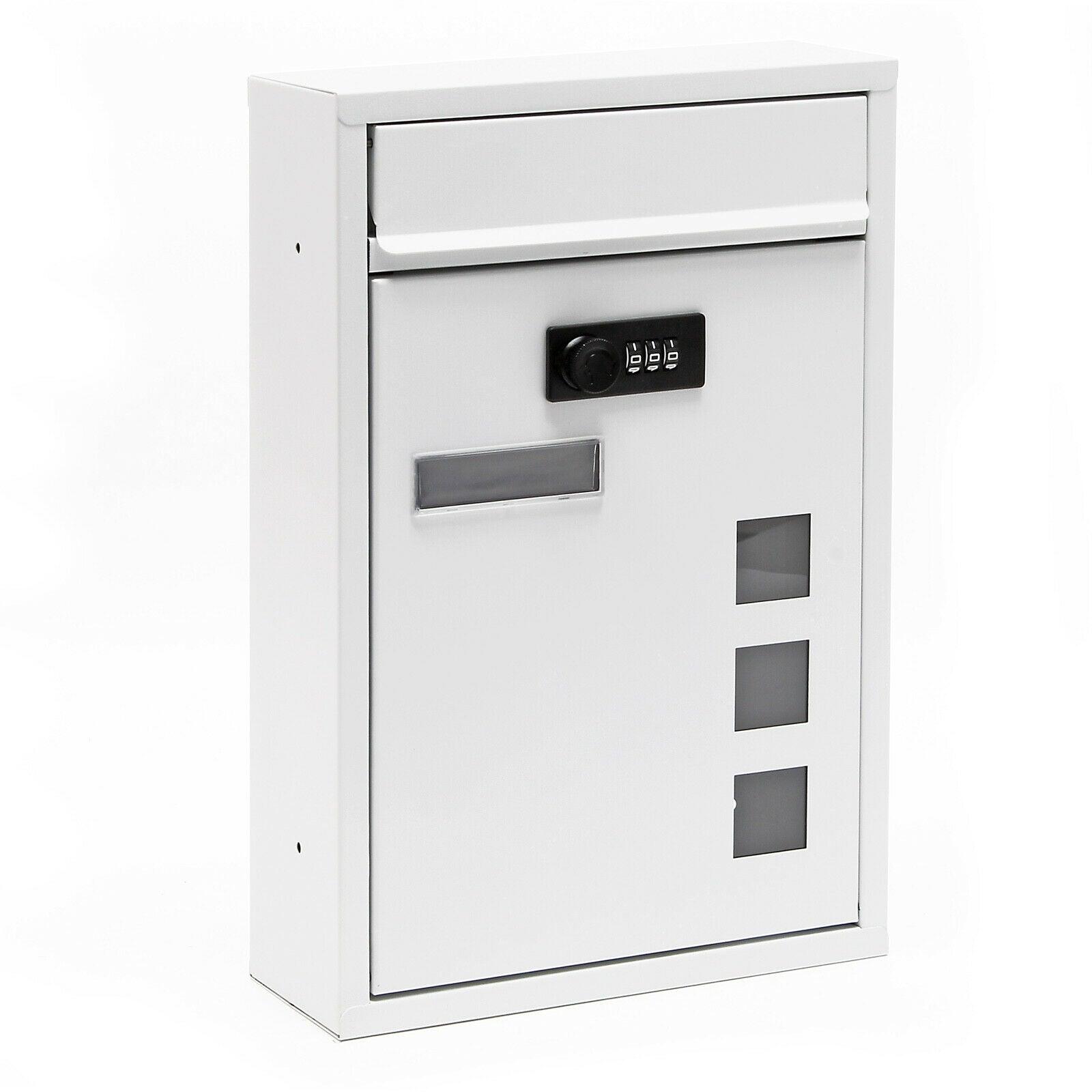 foto del prodotto cassetta postale a muro con serratura a combinazione dal design moderno in acciaio zincato bianco 16 0000066