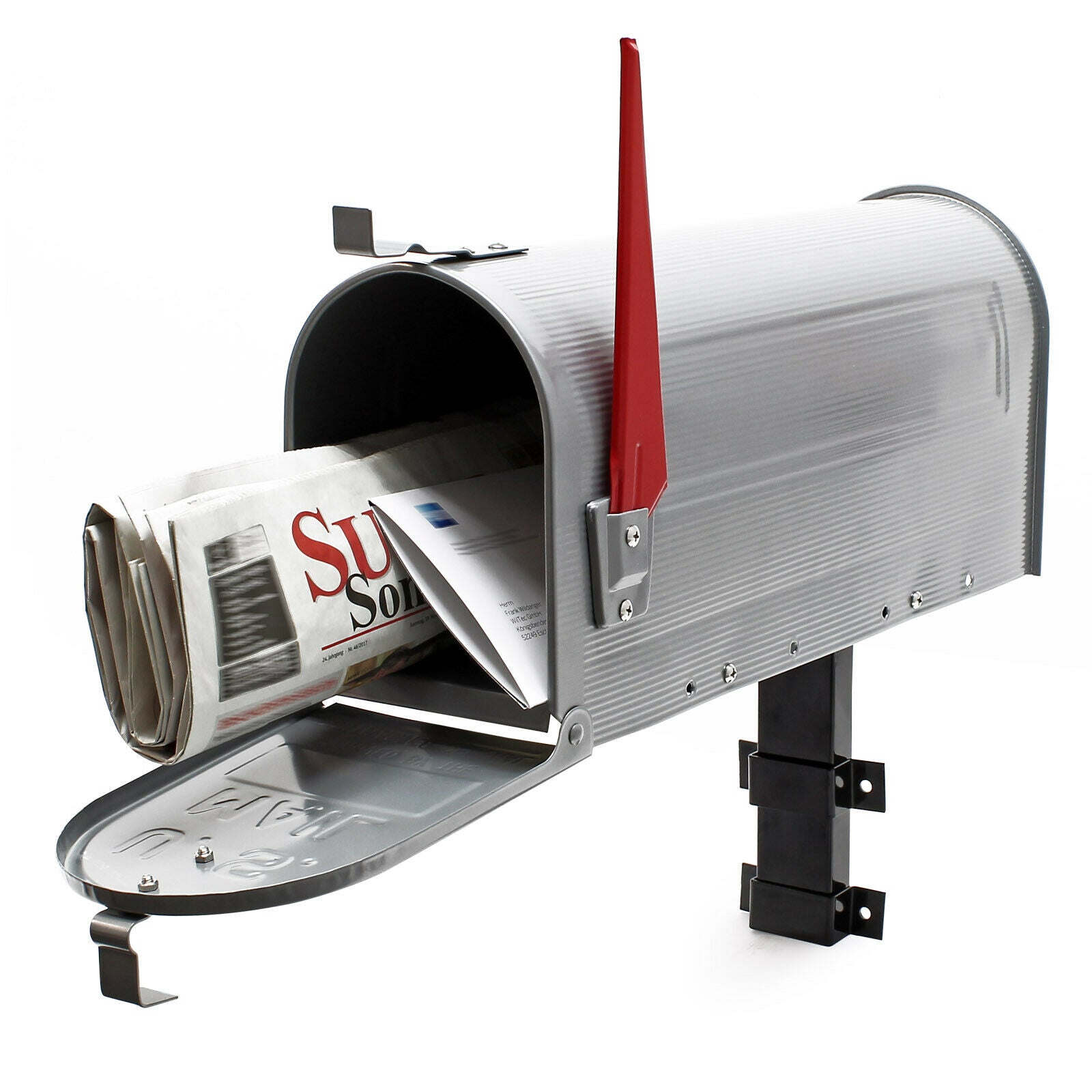 foto del prodotto cassetta postale americana cassetta postale design americano palo da parete grigio argento 16 0000331