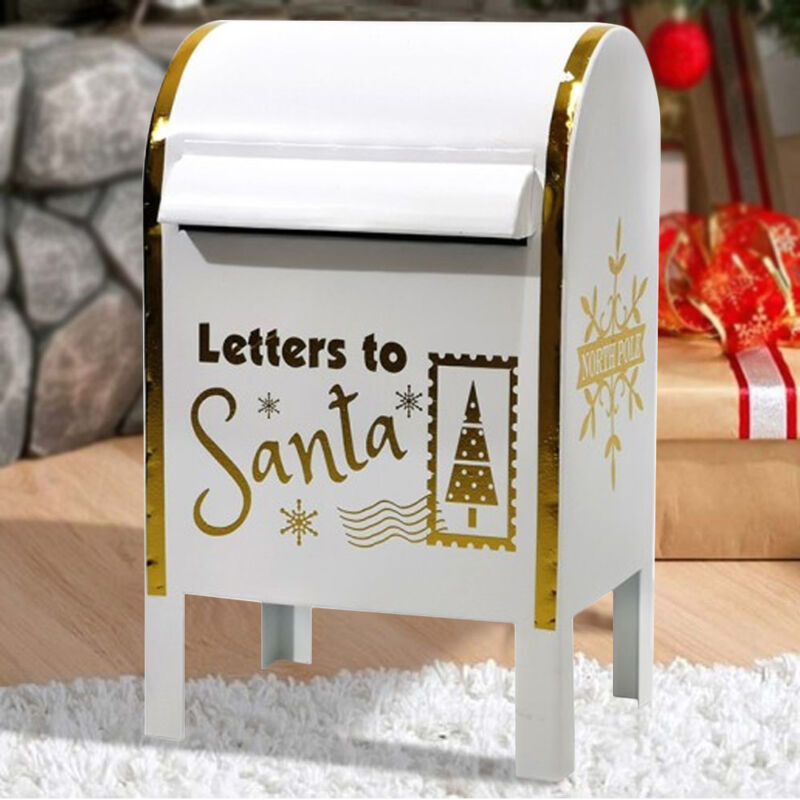 foto del prodotto cassetta postale buca lettere babbo natale bianco decorazione natalizia metallo