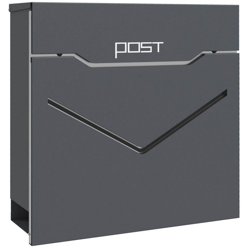 foto del prodotto cassetta postale con fessura a v 37x10,5x37 cm in acciaio grigia