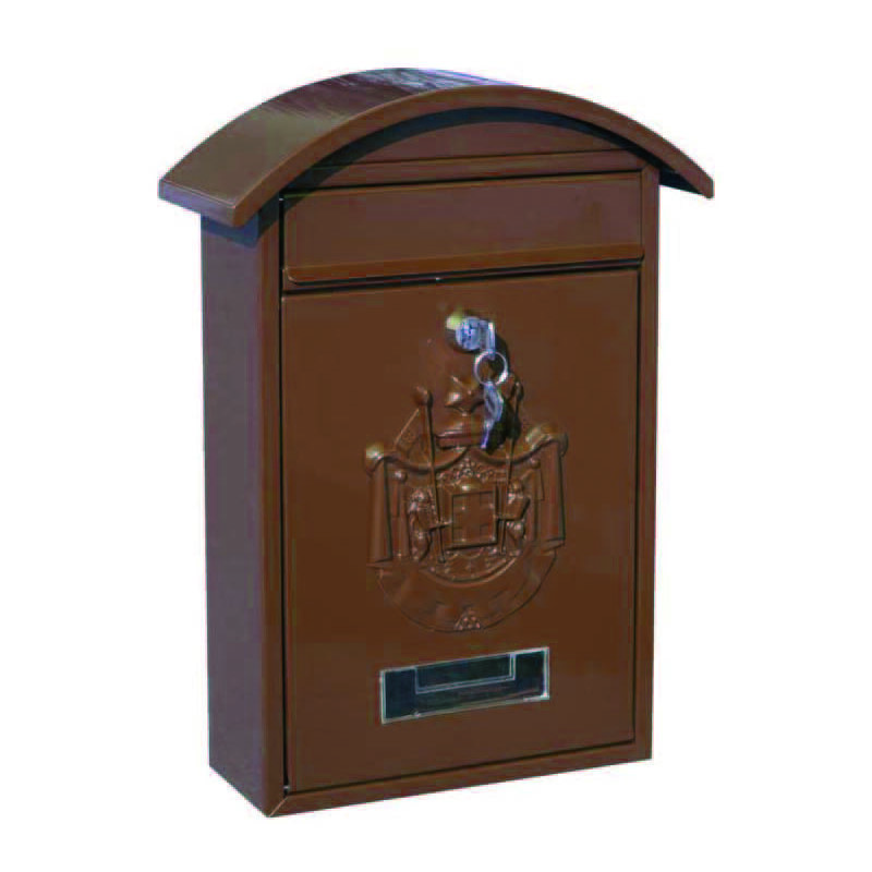 foto del prodotto cassetta postale con tetto e chiave a cilindro per esterni marrone cm.21x6x31h. colore marrone