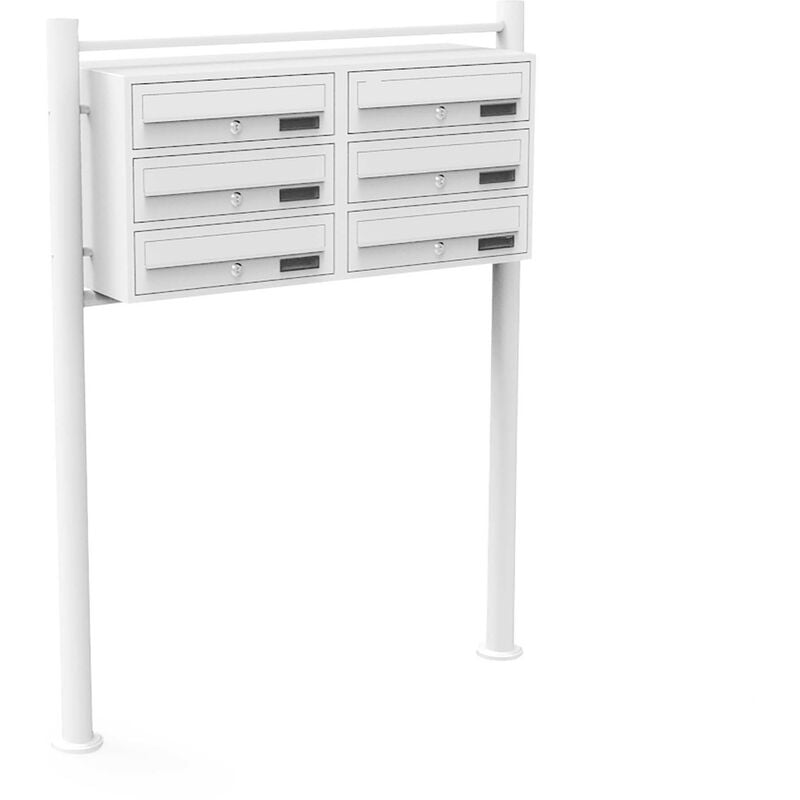 foto del prodotto cassetta postale condominiale autoportante 6 posti, bianco, 2 moduli 270 x 898 x 1150 mm wiltec
