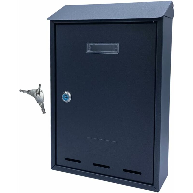 foto del prodotto cassetta postale da parete, per esterno, in acciaio galvanizzato con finestrella, chiusura a chiave e targhetta nome, buca made in italy antracite 