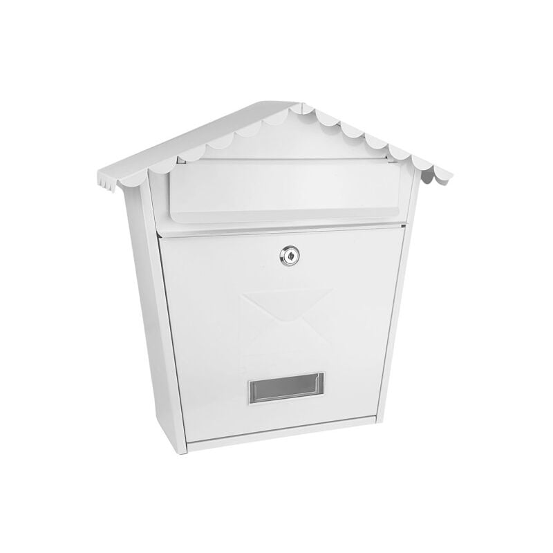 foto del prodotto cassetta postale de ufficio postale olena in acciaio zincato bianco 37x36x13,5 cm tetto antipioggia, serratura a cilindro