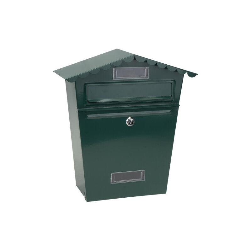foto del prodotto cassetta postale demail frida in acciaio zincato verde 36x32x10 cm tetto antipioggia, finestra di visualizzazione