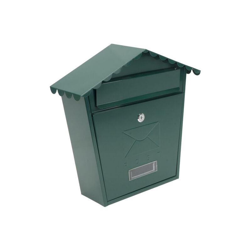 foto del prodotto cassetta postale demailbox olena in acciaio zincato verde 37x36x13,5 cm tetto antipioggia, serratura cilindrica