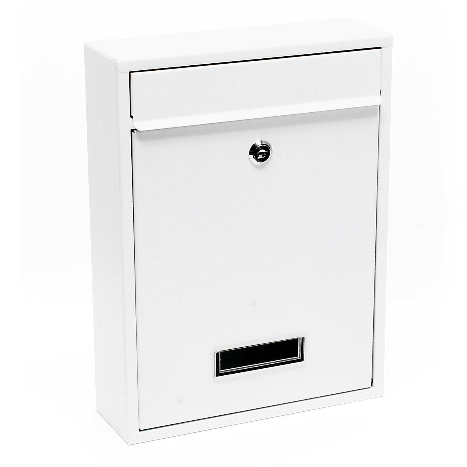 foto del prodotto cassetta postale di design da parete in acciaio zincato 26 x 8,5 x 35 cm bianco 16 0000073