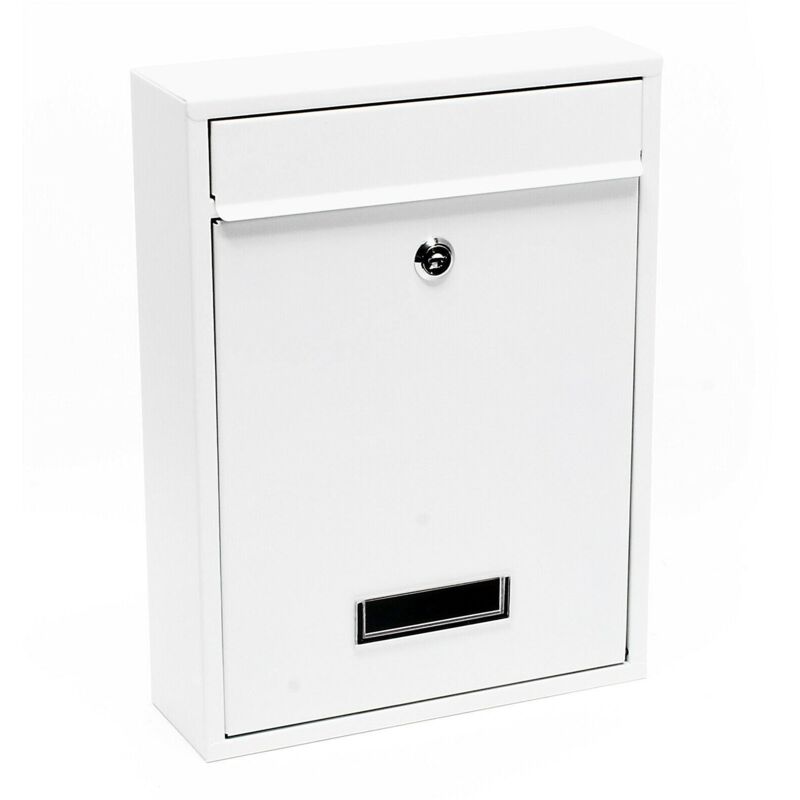 foto del prodotto cassetta postale di design da parete in acciaio zincato 26 x 8,5 x 35 cm bianco 160000073