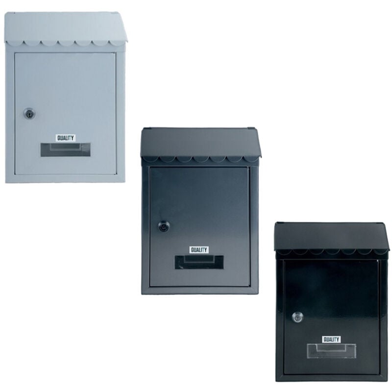 foto del prodotto cassetta postale esterno parete buca lettere ferro tetto chiave 30x21x7cm louvre, 'grigio'