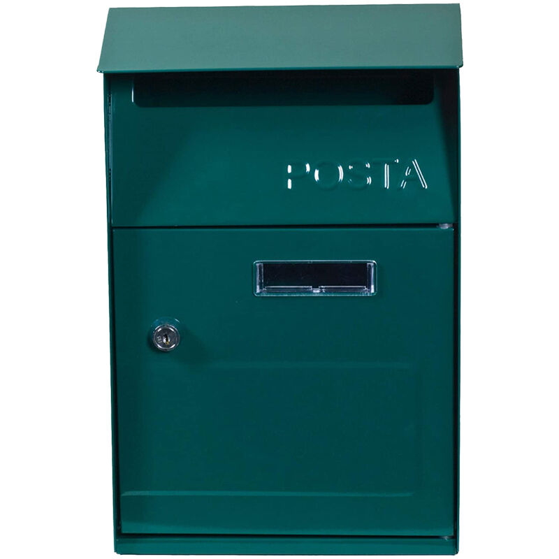 foto del prodotto cassetta postale in acciaio con tetto ferliving verde