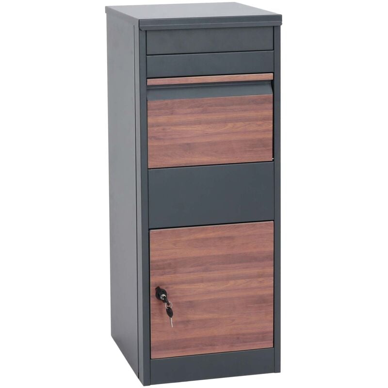 foto del prodotto cassetta postale lettere pacchi hhg 092 acciaio zincato antracite legno scuro