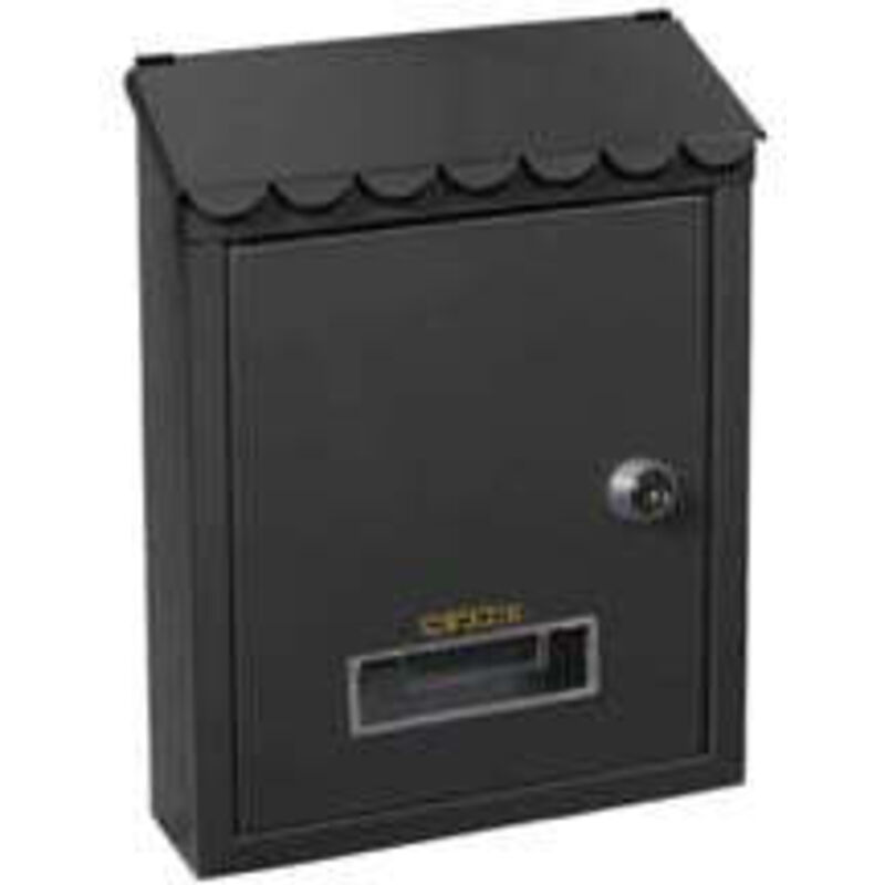 foto del prodotto cassetta postale media con tetto e chiave a cilindro nera - cm.21x7x30h. - colore nero