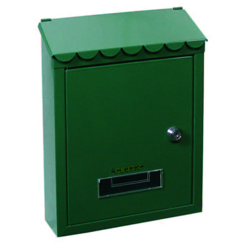 foto del prodotto cassetta postale media con tetto e chiave a cilindro verde cm.21x7x30h. colore verde