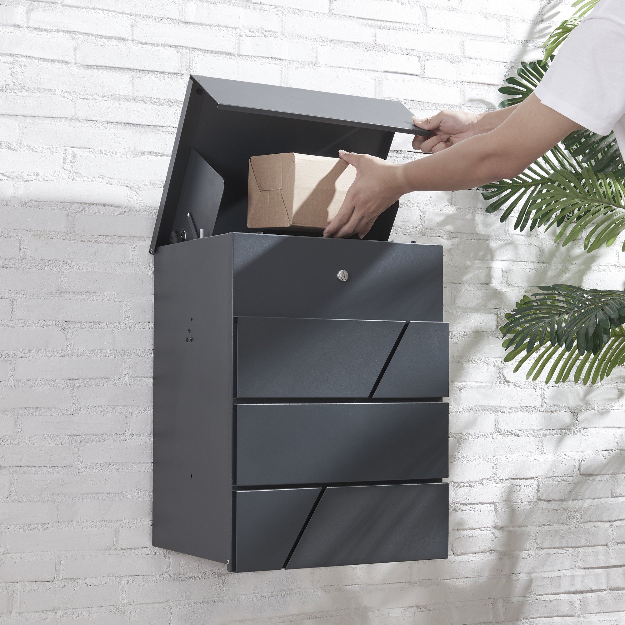 foto del prodotto cassetta postale s ller d a muro per pacchi 58 x 44 x 35 cm antracite en.casa 