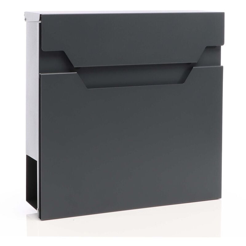 foto del prodotto cassetta postale v61 con portagiornale, antracite e inox, soft close, 370 x 105 x 370 mm xpotool