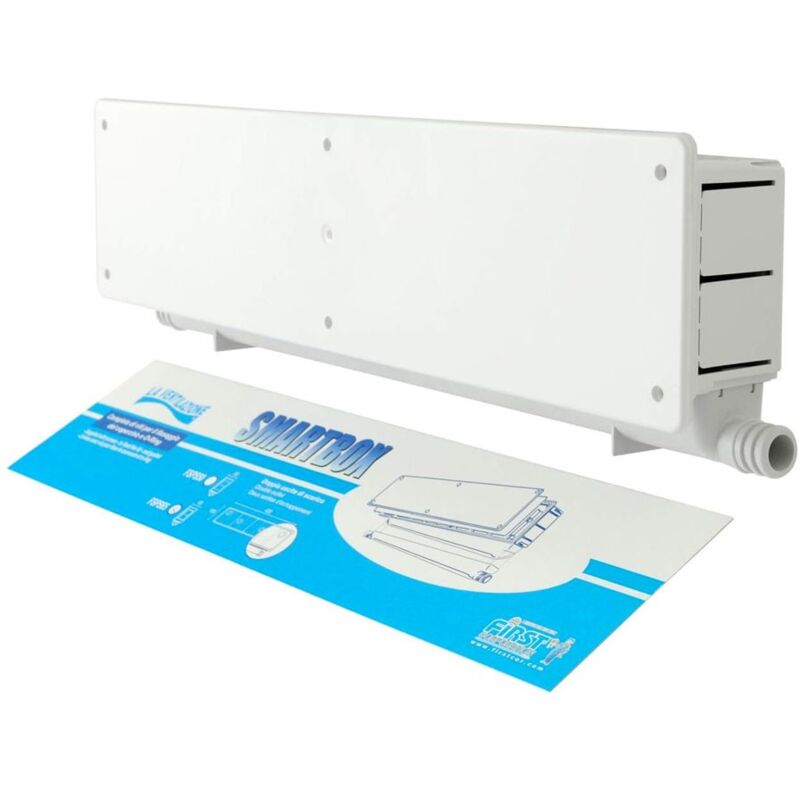 foto del prodotto cassetta scarico condensa con 2 uscite d. 18 20 mm, spessore 65 mm, bxh 430 x 108 mm fsps65