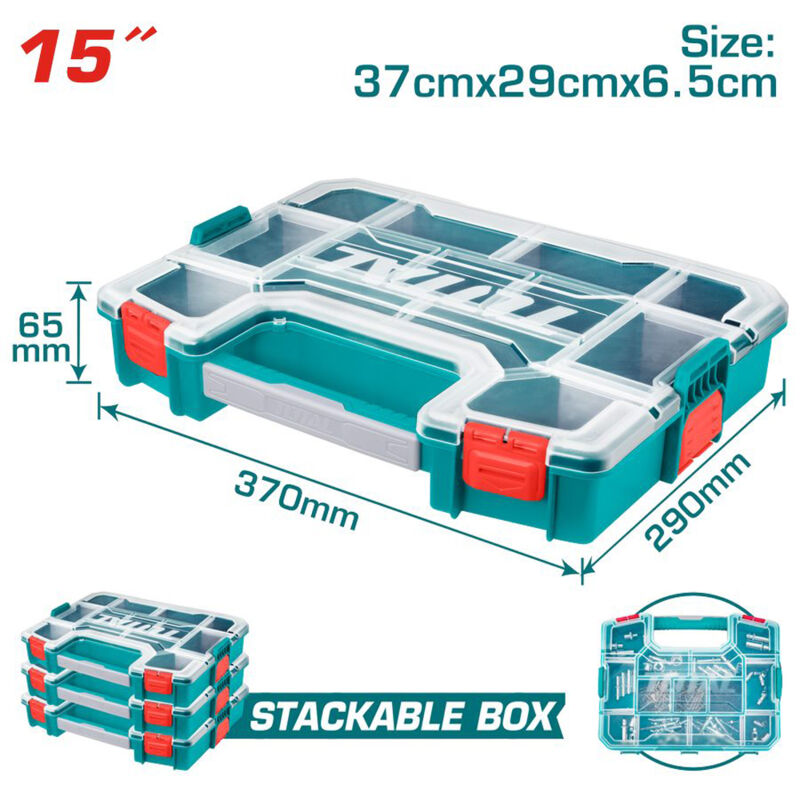 foto del prodotto cassetta valigetta portaminuterie utensili organizer modulabile 37x29x6,5cm total