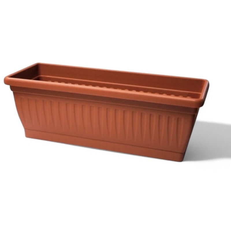 foto del prodotto cassetta vaso fioriera da balcone in polipropilene con sottovaso e riserva idrica ideale per piante e fiori 60x20xh17 cm