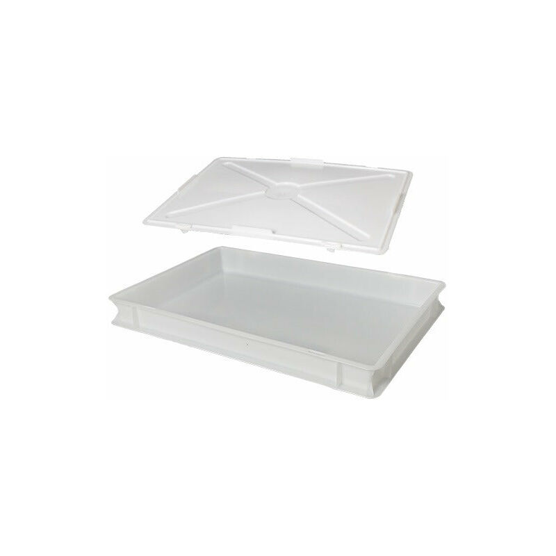 foto del prodotto cassette impilabili in polietilene per alimenti e lievitazione impasto pizza set 3 pezzi 60x40xh10 cm