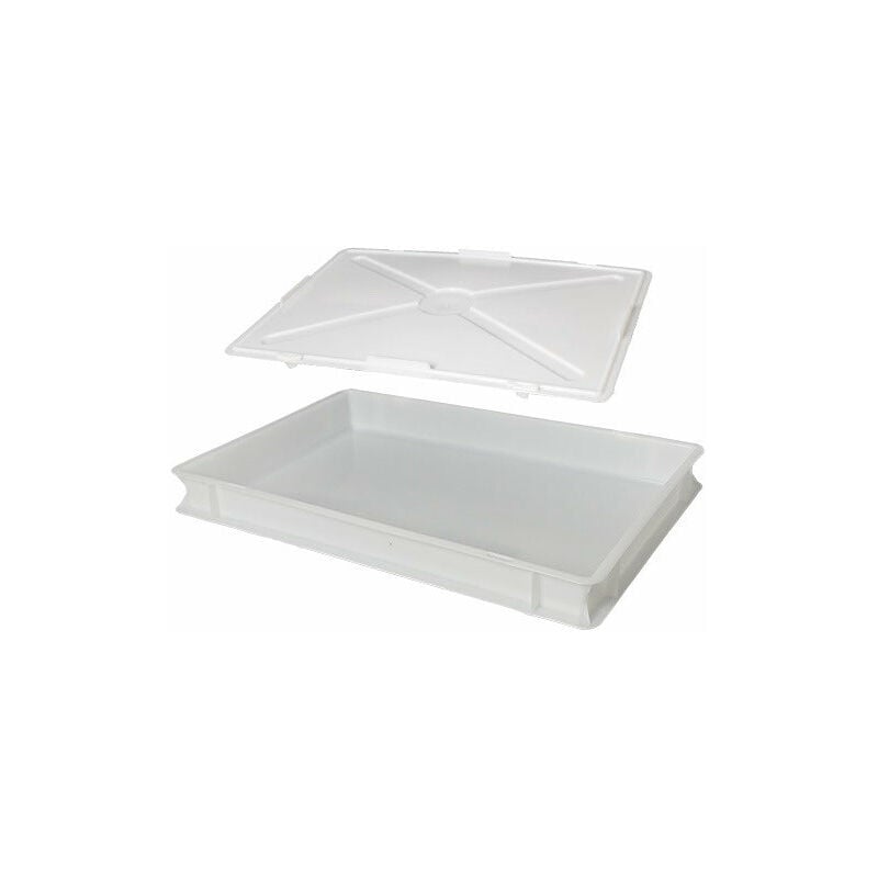 foto del prodotto cassette impilabili in polietilene per alimenti e lievitazione impasto pizza set 3 pezzi 60x40xh7 cm