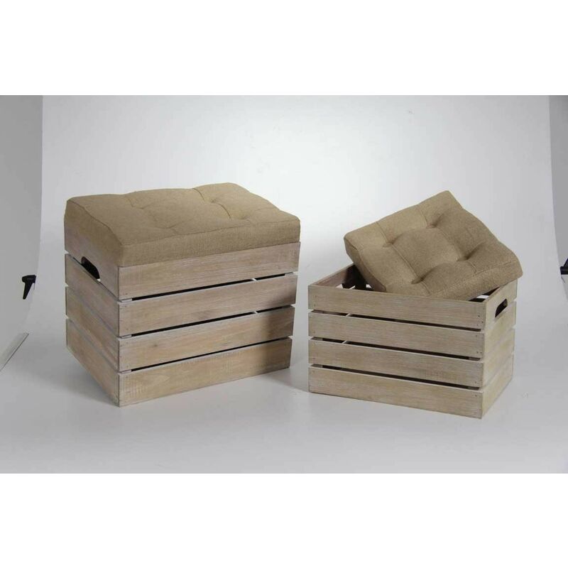 foto del prodotto cassette in legno pouff rettangolari con seduta pz 2