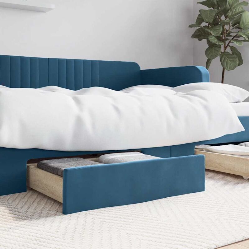 foto del prodotto cassetti da letto 2pz blu in legno multistrato e velluto vidaxl
