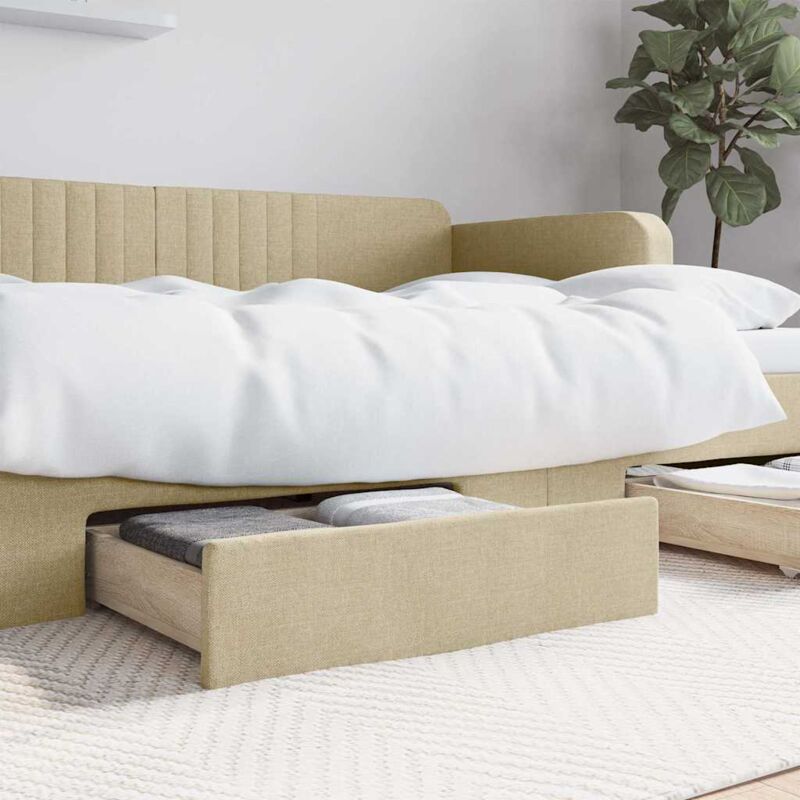 foto del prodotto cassetti da letto 2pz crema in legno multistrato e tessuto