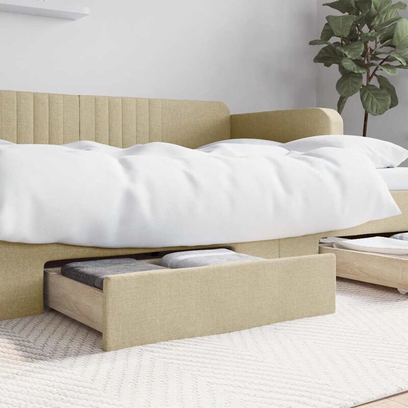 foto del prodotto cassetti da letto 2pz crema in legno multistrato e tessuto vidaxl