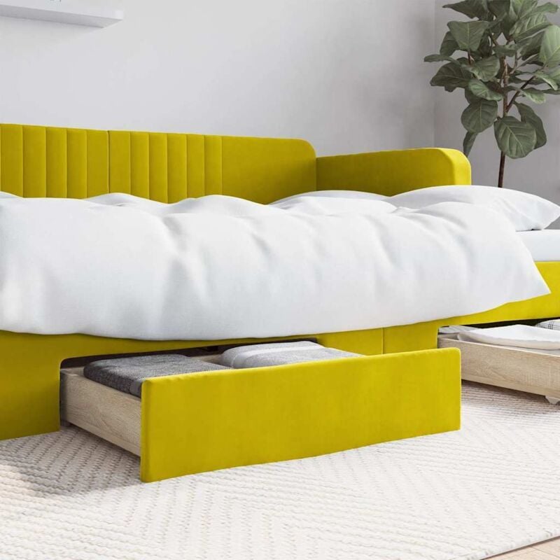 foto del prodotto cassetti da letto 2pz gialli in legno multistrato e velluto