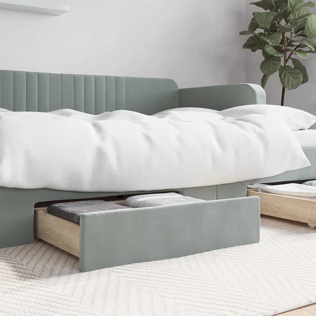 foto del prodotto cassetti da letto 2pz grigio chiaro legno multistrato e vellutocod mxl 102771