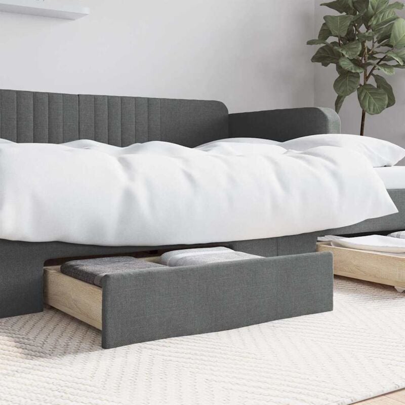 foto del prodotto cassetti da letto 2pz grigio scuro legno multistrato e tessuto vidaxl