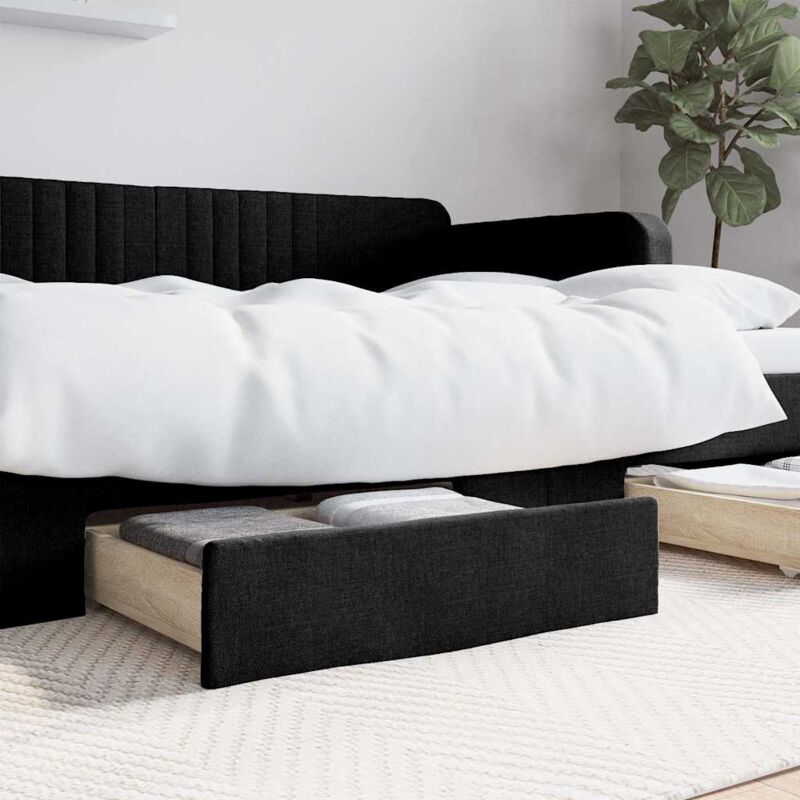 foto del prodotto cassetti da letto 2pz neri in legno multistrato e tessuto