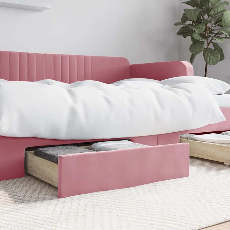 foto del prodotto cassetti da letto 2pz rosa in legno multistrato e velluto vidaxl