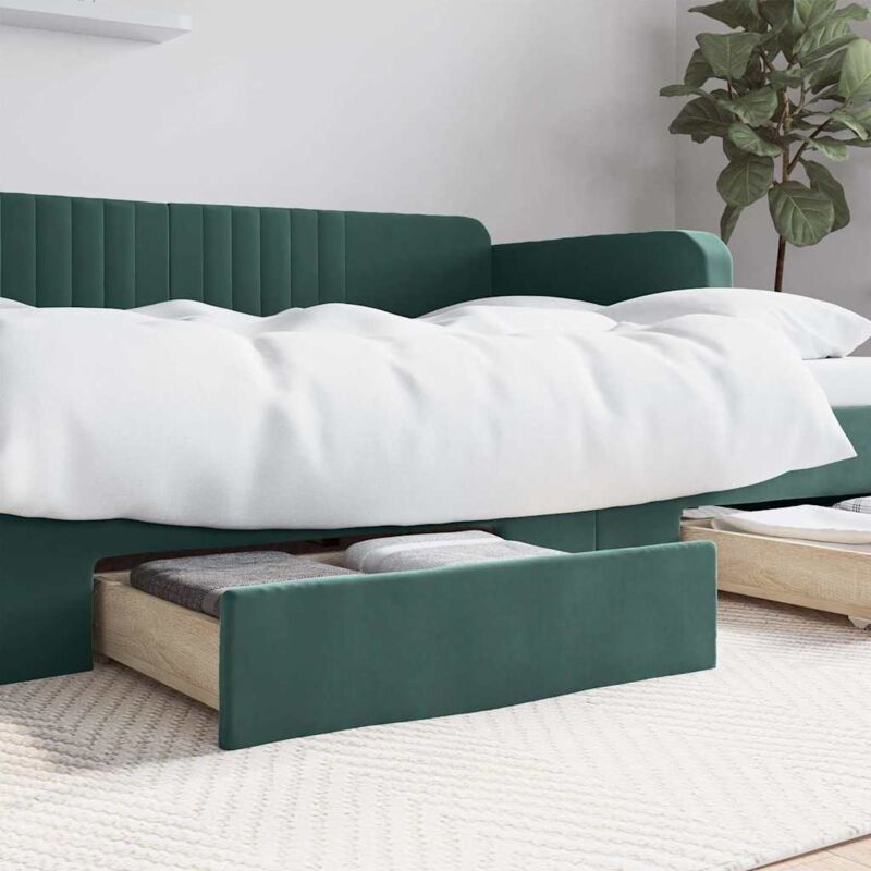 foto del prodotto cassetti da letto 2pz verde scuro legno multistrato e velluto vidaxl