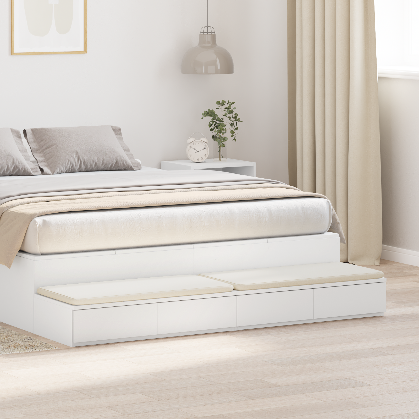 foto del prodotto cassetti letto bianchi 160x36.5x16.5 cm in legno ingegnerizzato